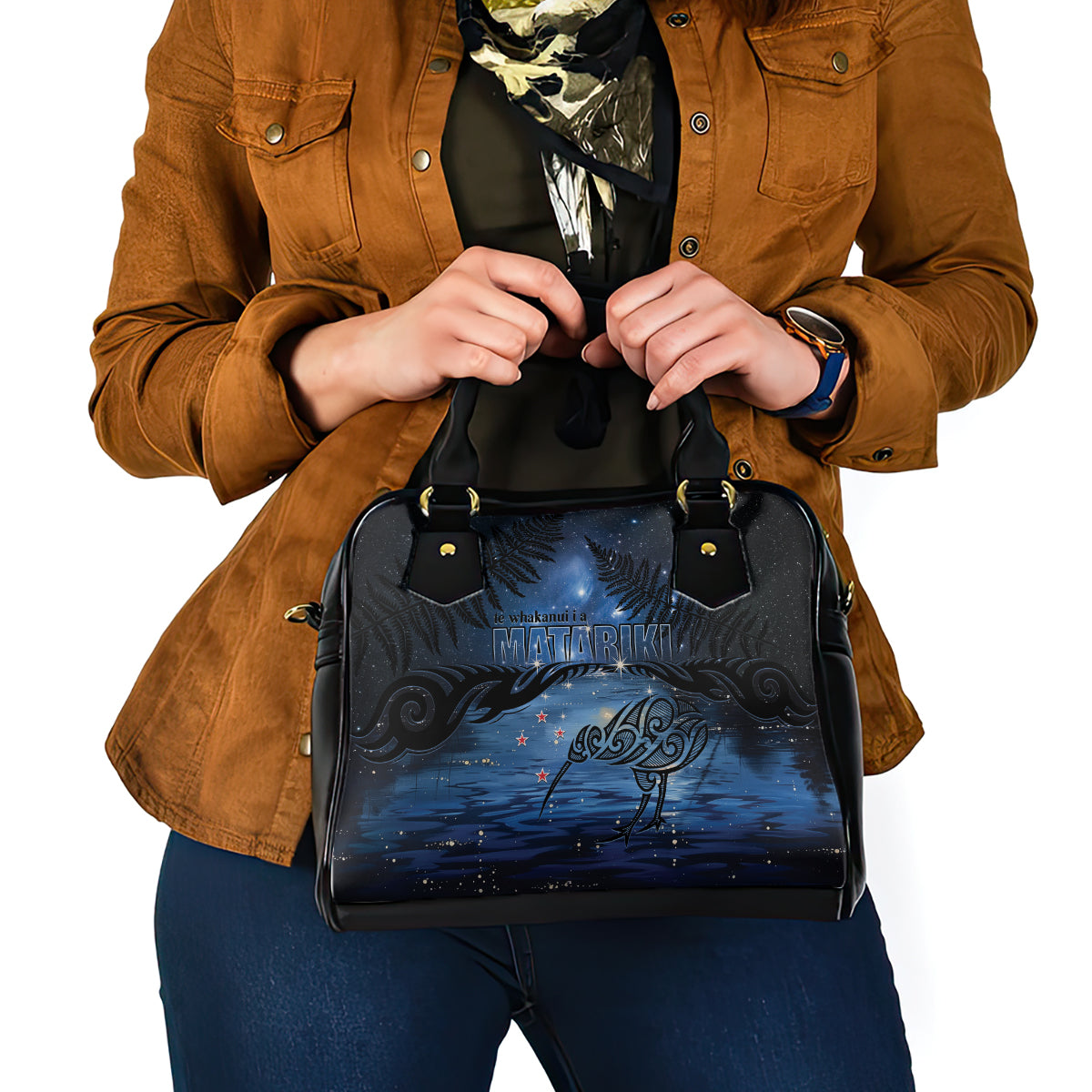 Matariki Kiwi Shoulder Handbag Silver Fern