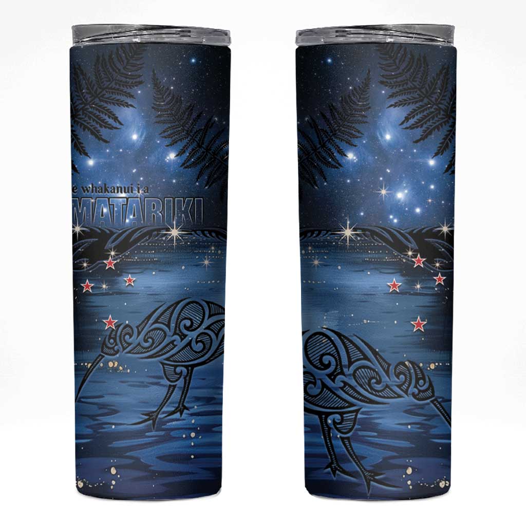 New Zealand Maori Matariki Kiwi Skinny Tumbler Silver Fern LT01 Black - Polynesian Pride