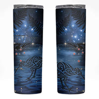 New Zealand Maori Matariki Kiwi Skinny Tumbler Silver Fern LT01 Black - Polynesian Pride