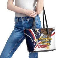 Personalized American Samoa Leather Tote Bag Amerika Samoa Bald Eagle