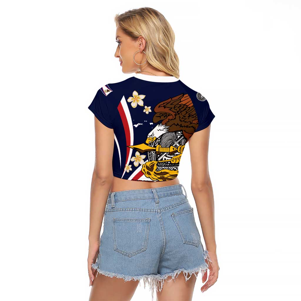 Personalized American Samoa Raglan Cropped T Shirt Amerika Samoa Bald Eagle