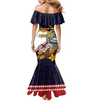 American Samoa Eagle Kava Bowl Family Matching Mermaid Dress and Hawaiian Shirt Plumeria Polynesian Pattern LT01 - Polynesian Pride