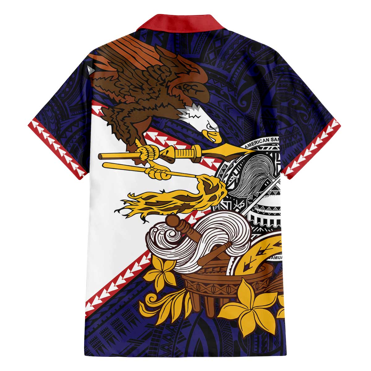 American Samoa Eagle Kava Bowl Family Matching Off The Shoulder Long Sleeve Dress and Hawaiian Shirt Plumeria Polynesian Pattern LT01 - Polynesian Pride