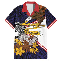 American Samoa Eagle Kava Bowl Family Matching Short Sleeve Bodycon Dress and Hawaiian Shirt Plumeria Polynesian Pattern LT01 Dad's Shirt - Short Sleeve Black - Polynesian Pride