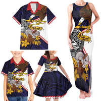 American Samoa Eagle Kava Bowl Family Matching Tank Maxi Dress and Hawaiian Shirt Plumeria Polynesian Pattern LT01 - Polynesian Pride