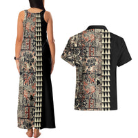 Hawaiian Quilt Couples Matching Tank Maxi Dress and Hawaiian Shirt Hibiscus Kakau Vintage Style LT01 - Polynesian Pride