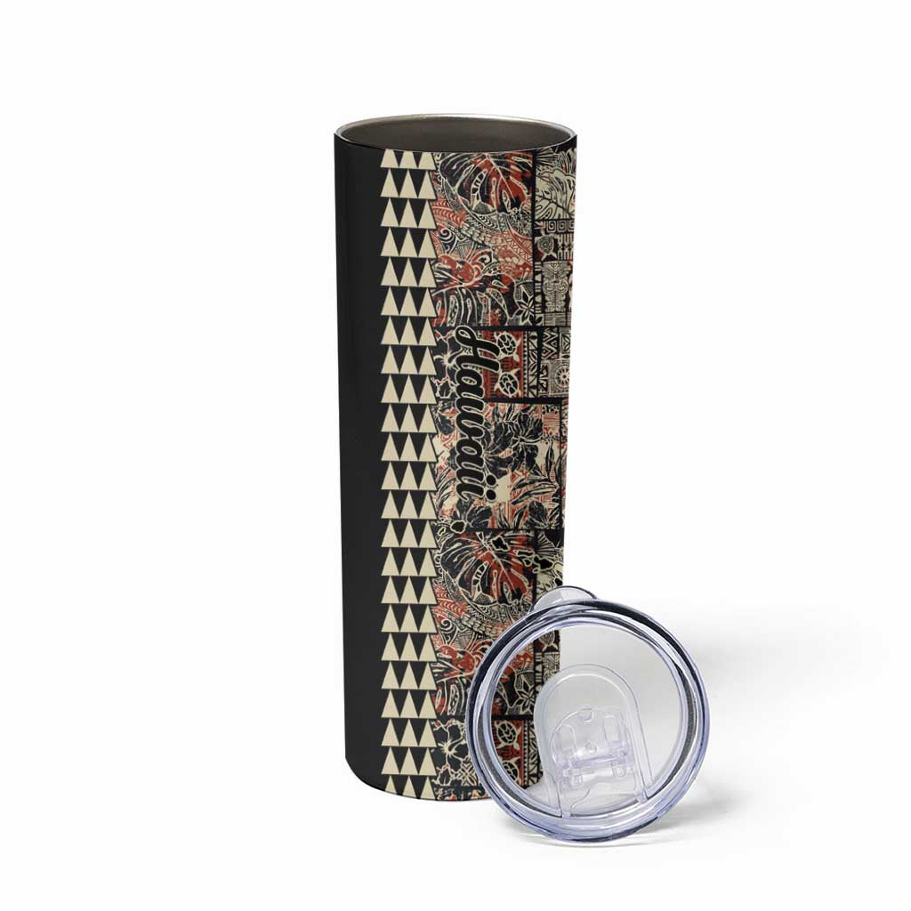 Hawaiian Quilt Skinny Tumbler Hibiscus Kakau Vintage Style LT01 - Polynesian Pride