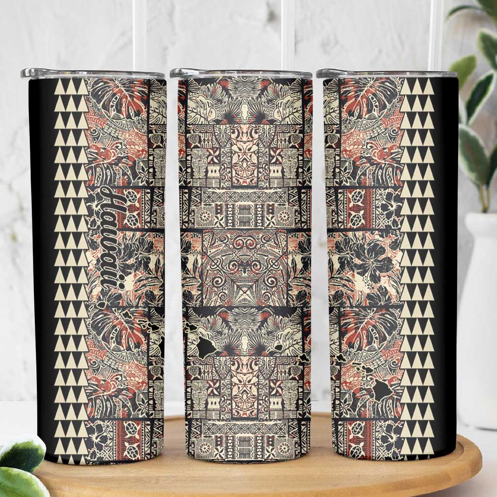 Hawaiian Quilt Skinny Tumbler Hibiscus Kakau Vintage Style LT01 - Polynesian Pride