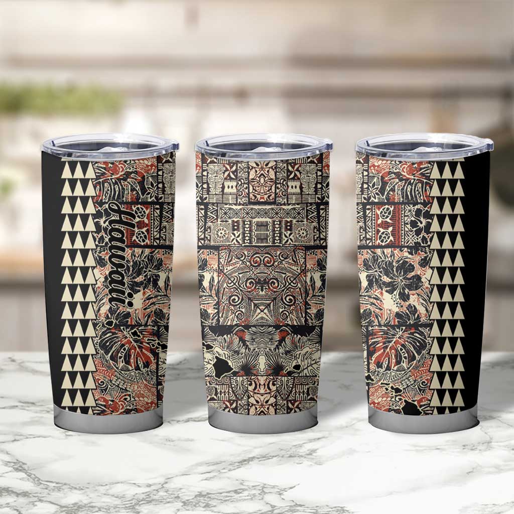 Hawaiian Quilt Tumbler Cup Hibiscus Kakau Vintage Style