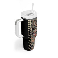 Hawaiian Quilt Tumbler With Handle Hibiscus Kakau Vintage Style