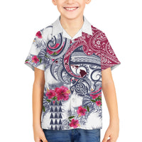 Hawaii Kakau Mix Paisley Pattern Family Matching Long Sleeve Bodycon Dress and Hawaiian Shirt Polynesian Tropical Unique Style LT01 Son's Shirt White - Polynesian Pride