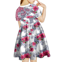 Hawaii Kakau Mix Paisley Pattern Kid Short Sleeve Dress Polynesian Tropical Unique Style LT01 - Polynesian Pride