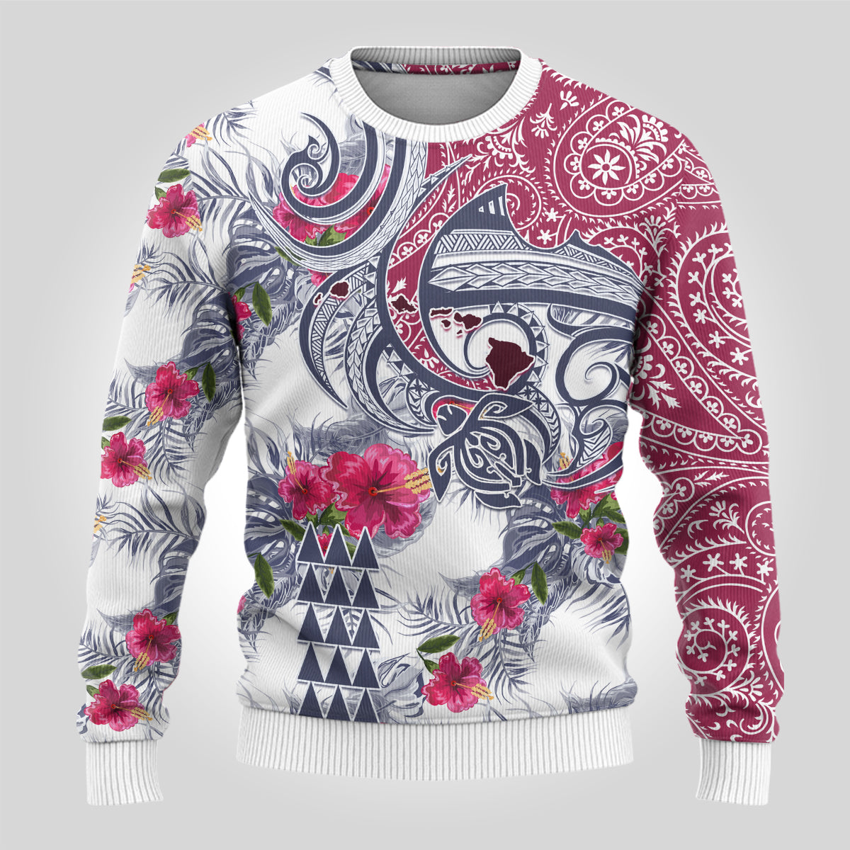 Hawaii Kakau Mix Paisley Pattern Ugly Christmas Sweater Polynesian Tropical Unique Style LT01 - Polynesian Pride