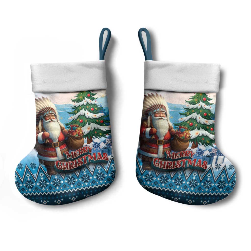 Native American Santa Claus Christmas Stocking Merry Christmas 2025 - Polynesian Pride