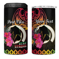 Personalised Vanuatu Port Vila Stay Strong 4 in 1 Can Cooler Tumbler Long God Yumi Stanap LT01 One Size: 16 oz Black - Polynesian Pride