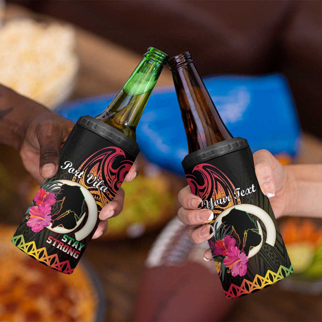 Personalised Vanuatu Port Vila Stay Strong 4 in 1 Can Cooler Tumbler Long God Yumi Stanap LT01 - Polynesian Pride