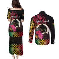 Personalised Vanuatu Port Vila Stay Strong Couples Matching Puletasi and Long Sleeve Button Shirt Long God Yumi Stanap LT01 - Polynesian Pride