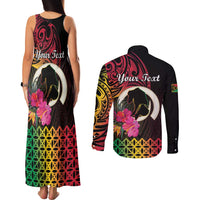 Personalised Vanuatu Port Vila Stay Strong Couples Matching Tank Maxi Dress and Long Sleeve Button Shirt Long God Yumi Stanap LT01 - Polynesian Pride