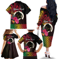 Personalised Vanuatu Port Vila Stay Strong Family Matching Off The Shoulder Long Sleeve Dress and Hawaiian Shirt Long God Yumi Stanap LT01 - Polynesian Pride