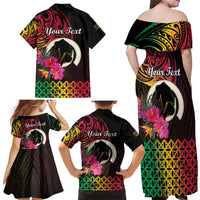 Personalised Vanuatu Port Vila Stay Strong Family Matching Off Shoulder Maxi Dress and Hawaiian Shirt Long God Yumi Stanap LT01 - Polynesian Pride