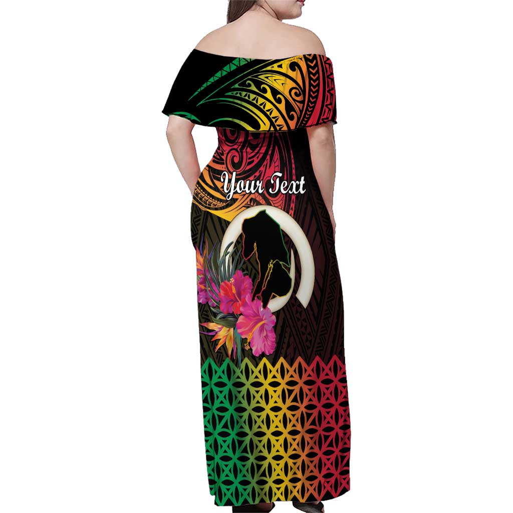 Personalised Vanuatu Port Vila Stay Strong Family Matching Off Shoulder Maxi Dress and Hawaiian Shirt Long God Yumi Stanap LT01 - Polynesian Pride