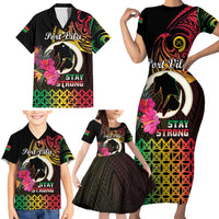 Personalised Vanuatu Port Vila Stay Strong Family Matching Short Sleeve Bodycon Dress and Hawaiian Shirt Long God Yumi Stanap LT01 - Polynesian Pride