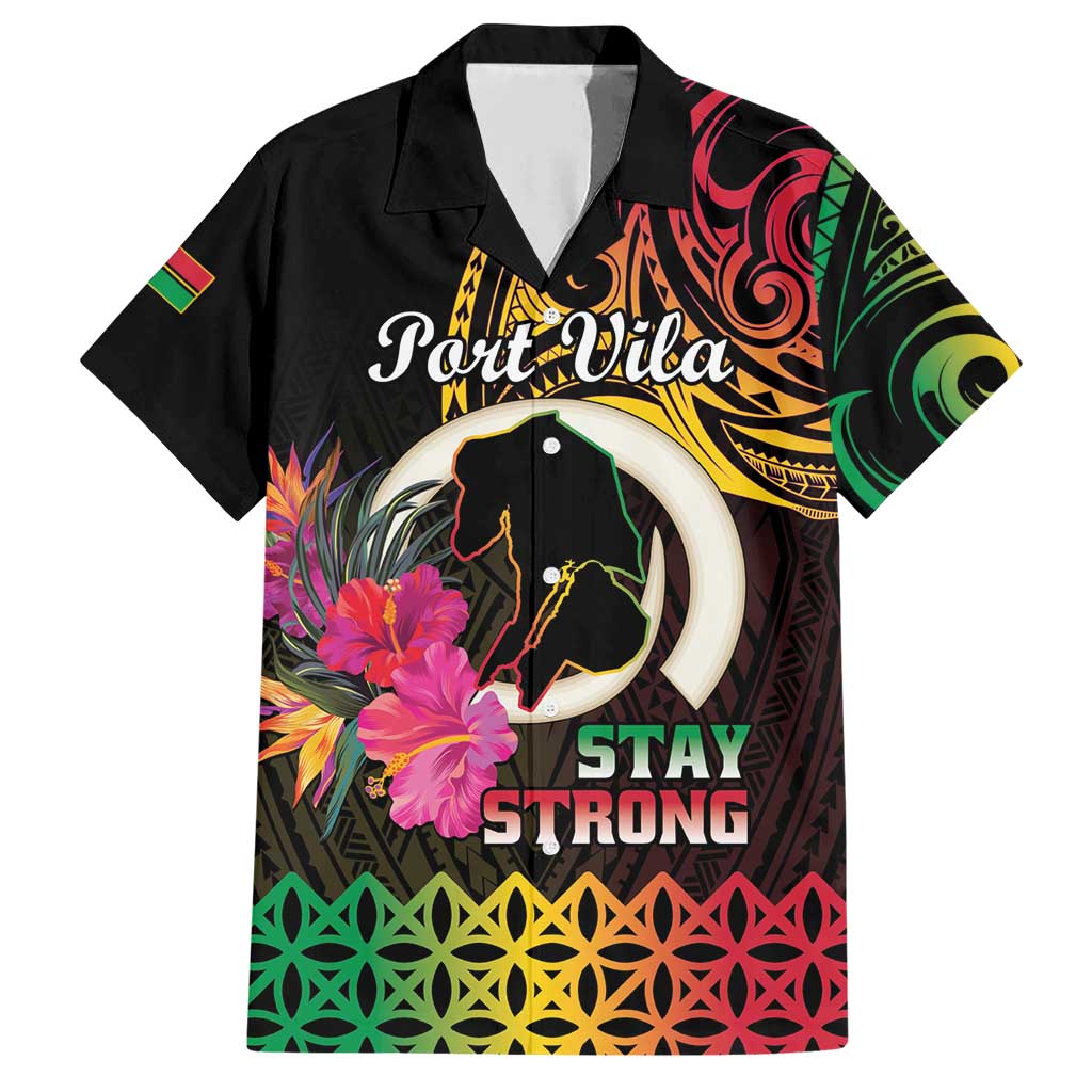 Personalised Vanuatu Port Vila Stay Strong Family Matching Short Sleeve Bodycon Dress and Hawaiian Shirt Long God Yumi Stanap LT01 Dad's Shirt - Short Sleeve Black - Polynesian Pride