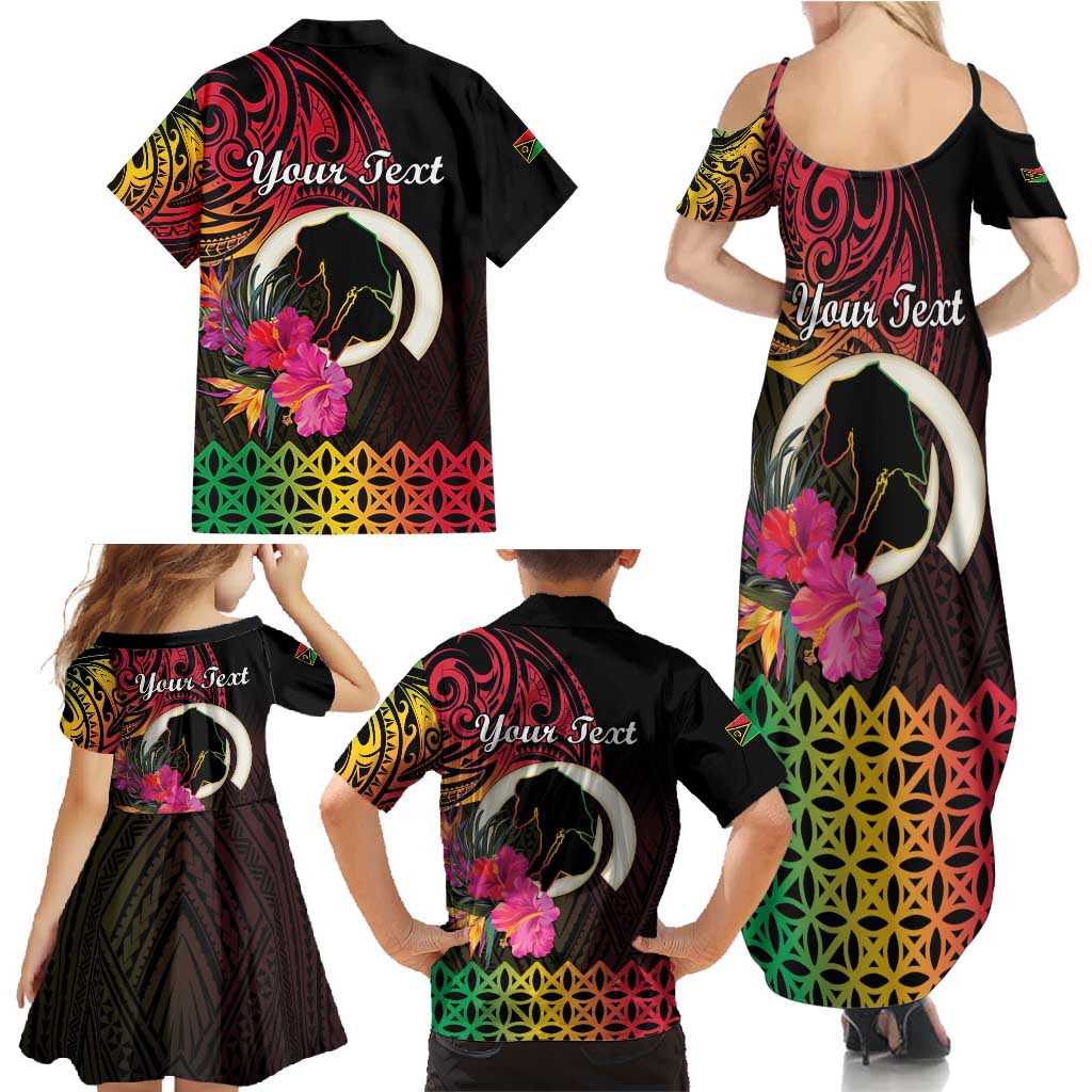 Personalised Vanuatu Port Vila Stay Strong Family Matching Summer Maxi Dress and Hawaiian Shirt Long God Yumi Stanap LT01 - Polynesian Pride