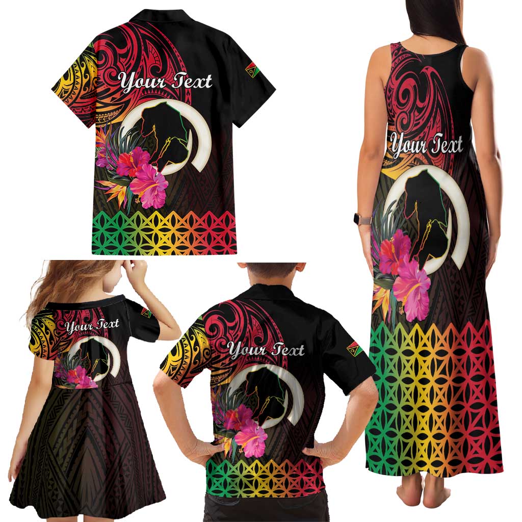 Personalised Vanuatu Port Vila Stay Strong Family Matching Tank Maxi Dress and Hawaiian Shirt Long God Yumi Stanap LT01 - Polynesian Pride