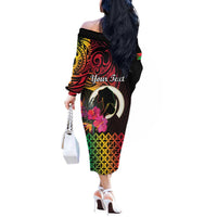 Personalised Vanuatu Port Vila Stay Strong Off The Shoulder Long Sleeve Dress Long God Yumi Stanap LT01 - Polynesian Pride