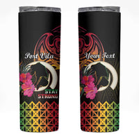 Personalised Vanuatu Port Vila Stay Strong Skinny Tumbler Long God Yumi Stanap LT01 Black - Polynesian Pride