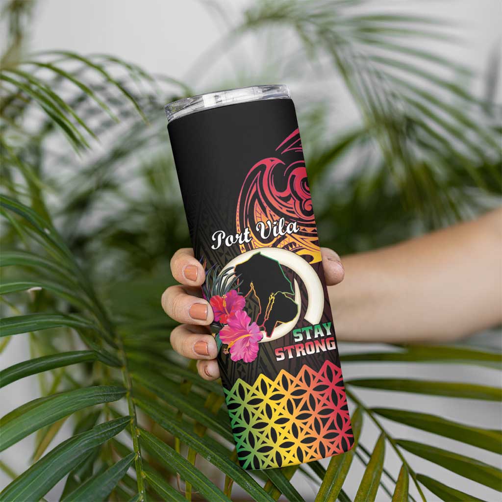 Personalised Vanuatu Port Vila Stay Strong Skinny Tumbler Long God Yumi Stanap LT01 - Polynesian Pride