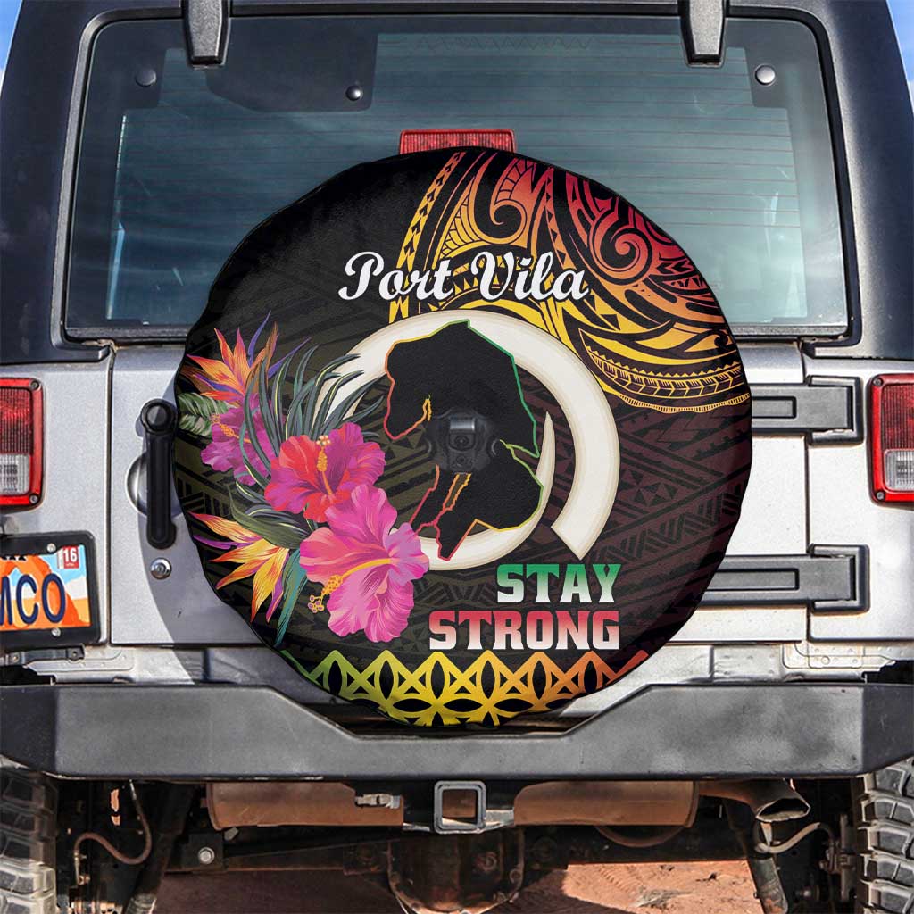 Vanuatu Port Vila Stay Strong Spare Tire Cover Long God Yumi Stanap LT01 Black - Polynesian Pride