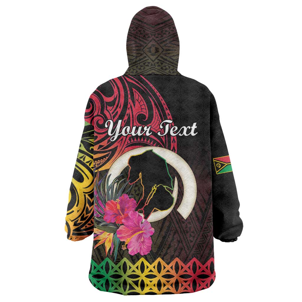 Personalised Vanuatu Port Vila Stay Strong Wearable Blanket Hoodie Long God Yumi Stanap LT01 - Polynesian Pride