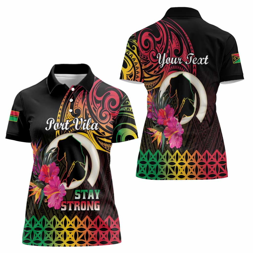 Personalised Vanuatu Port Vila Stay Strong Women Polo Shirt Long God Yumi Stanap LT01 - Polynesian Pride