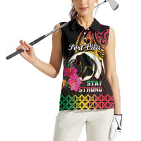 Personalised Vanuatu Port Vila Stay Strong Women Sleeveless Polo Shirt Long God Yumi Stanap LT01 - Polynesian Pride