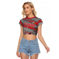 Custom Football 2026 New Caledonia Raglan Cropped T Shirt Kagus Come On LT01 Female Gray - Polynesian Pride