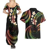 Hawaii Map Kanaka Maoli Couples Matching Summer Maxi Dress and Hawaiian Shirt Fantastic Frangipani Reggae LT01 - Polynesian Pride