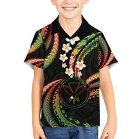 Hawaii Map Kanaka Maoli Family Matching Long Sleeve Bodycon Dress and Hawaiian Shirt Fantastic Frangipani Reggae LT01 Son's Shirt Reggae - Polynesian Pride
