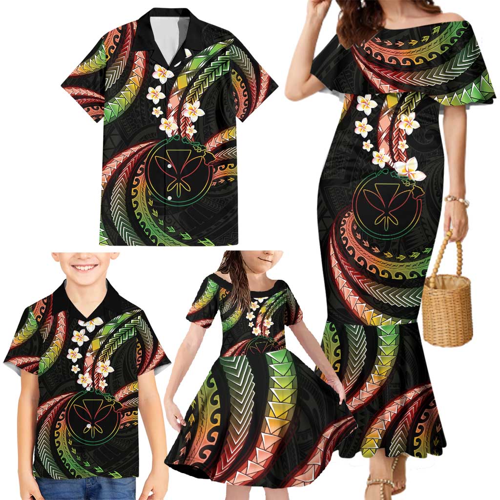 Hawaii Map Kanaka Maoli Family Matching Mermaid Dress and Hawaiian Shirt Fantastic Frangipani Reggae LT01 - Polynesian Pride
