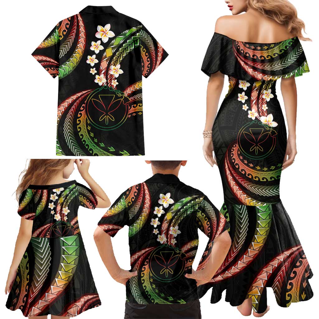 Hawaii Map Kanaka Maoli Family Matching Mermaid Dress and Hawaiian Shirt Fantastic Frangipani Reggae LT01 - Polynesian Pride