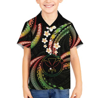 Hawaii Map Kanaka Maoli Family Matching Off The Shoulder Long Sleeve Dress and Hawaiian Shirt Fantastic Frangipani Reggae LT01 Son's Shirt Reggae - Polynesian Pride