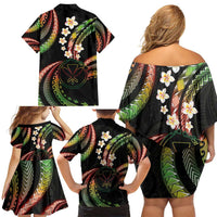 Hawaii Map Kanaka Maoli Family Matching Off Shoulder Short Dress and Hawaiian Shirt Fantastic Frangipani Reggae LT01 - Polynesian Pride