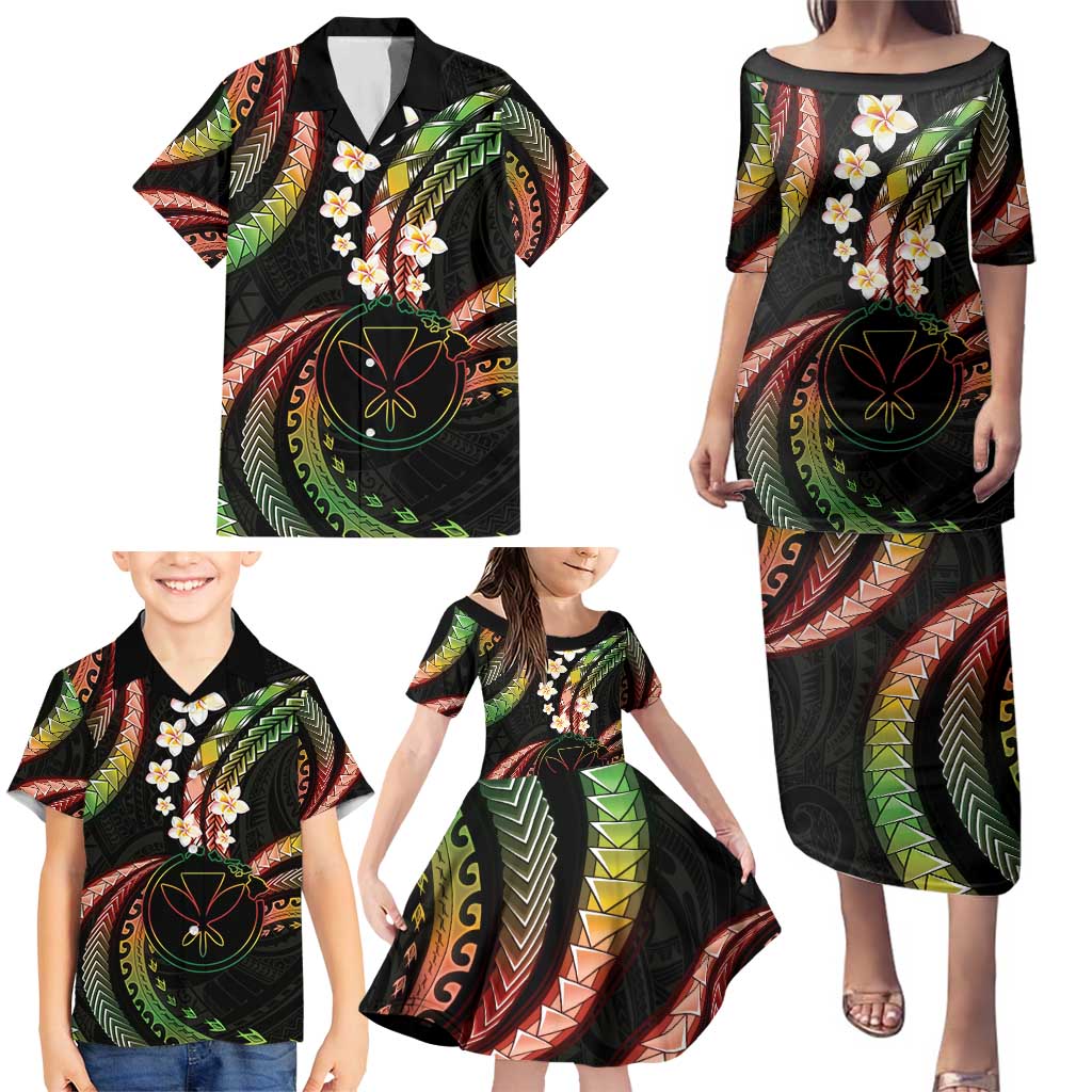 Hawaii Map Kanaka Maoli Family Matching Puletasi and Hawaiian Shirt Fantastic Frangipani Reggae LT01 - Polynesian Pride