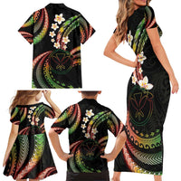 Hawaii Map Kanaka Maoli Family Matching Short Sleeve Bodycon Dress and Hawaiian Shirt Fantastic Frangipani Reggae LT01 - Polynesian Pride