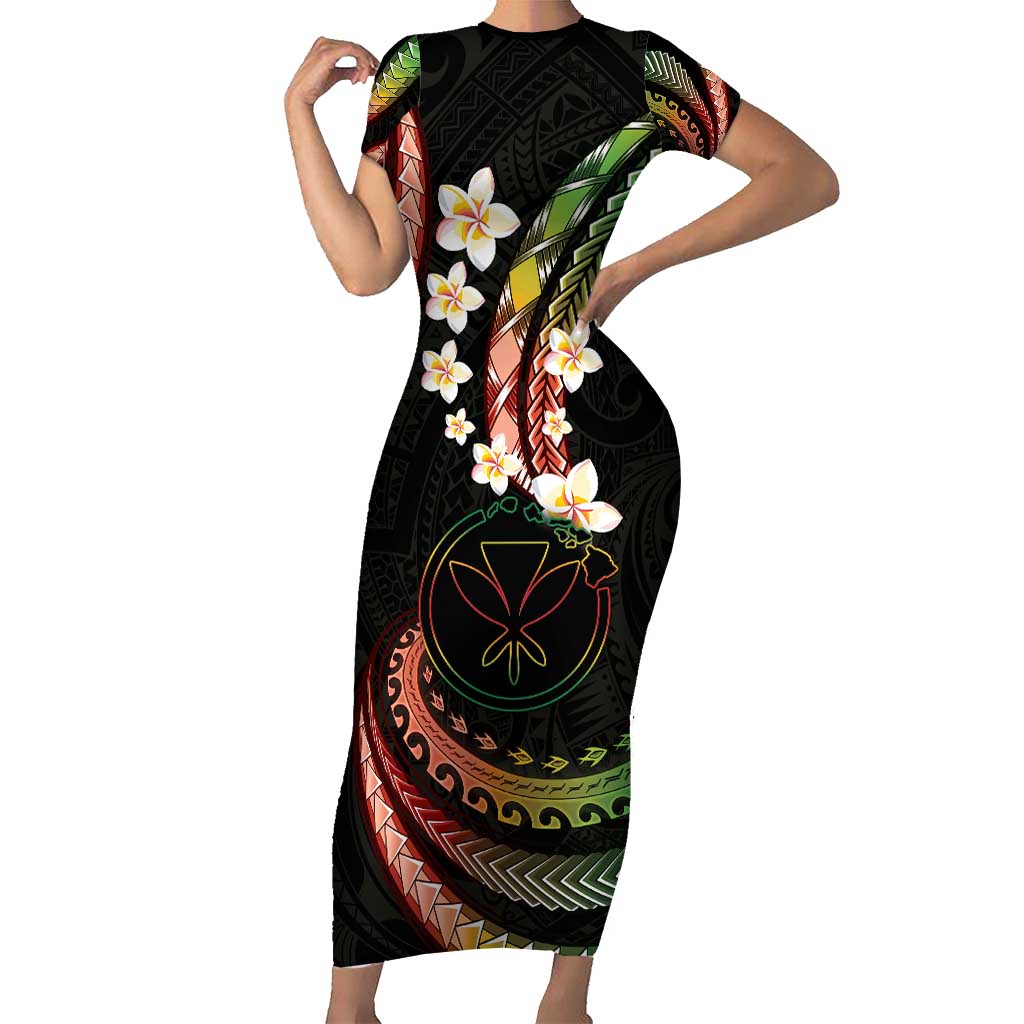 Hawaii Map Kanaka Maoli Family Matching Short Sleeve Bodycon Dress and Hawaiian Shirt Fantastic Frangipani Reggae LT01 Mom's Dress Reggae - Polynesian Pride