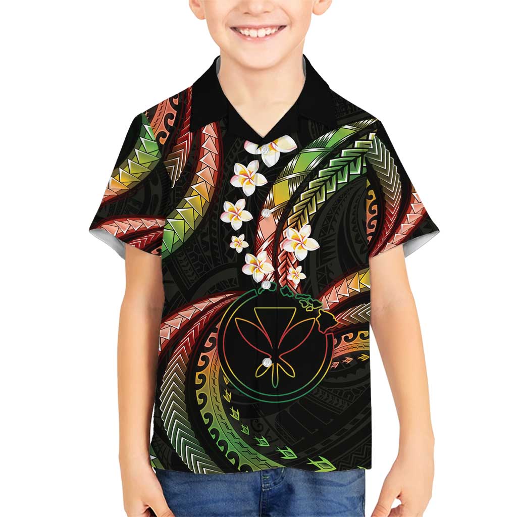 Hawaii Map Kanaka Maoli Family Matching Summer Maxi Dress and Hawaiian Shirt Fantastic Frangipani Reggae LT01 Son's Shirt Reggae - Polynesian Pride