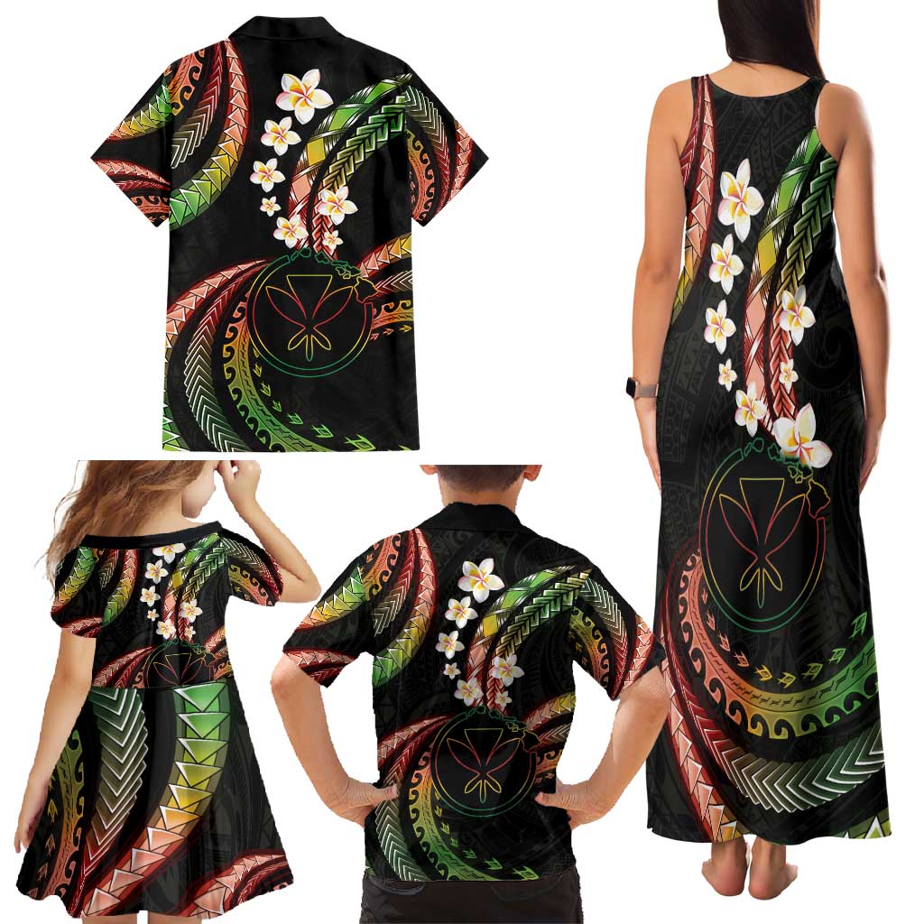 Hawaii Map Kanaka Maoli Family Matching Tank Maxi Dress and Hawaiian Shirt Fantastic Frangipani Reggae LT01 - Polynesian Pride