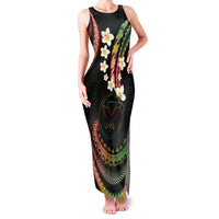 Hawaii Map Kanaka Maoli Family Matching Tank Maxi Dress and Hawaiian Shirt Fantastic Frangipani Reggae LT01 Mom's Dress Reggae - Polynesian Pride