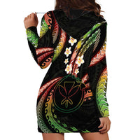Hawaii Map Kanaka Maoli Hoodie Dress Fantastic Frangipani Reggae LT01 - Polynesian Pride